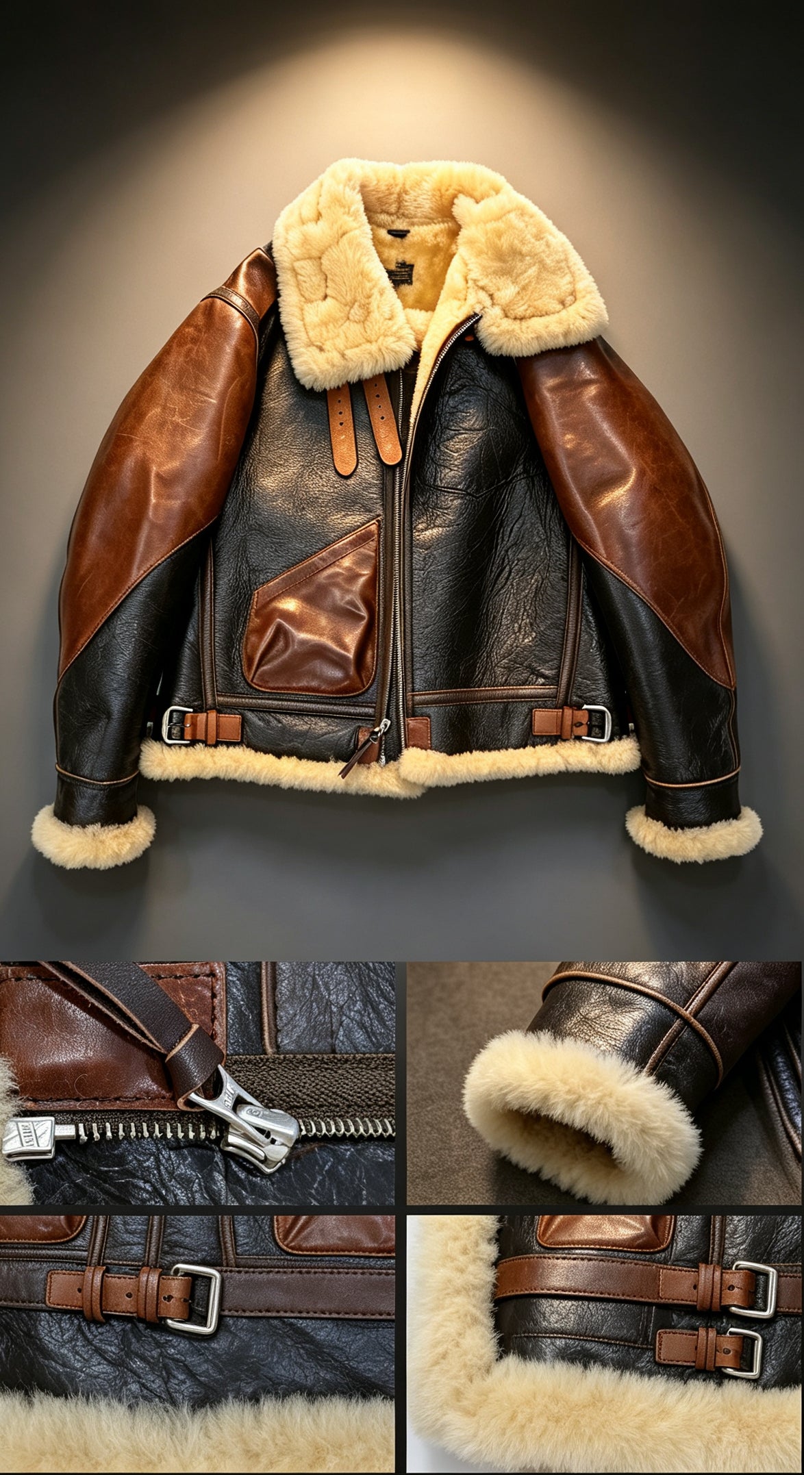 Retro B3 Fliegerjacke aus Shearling